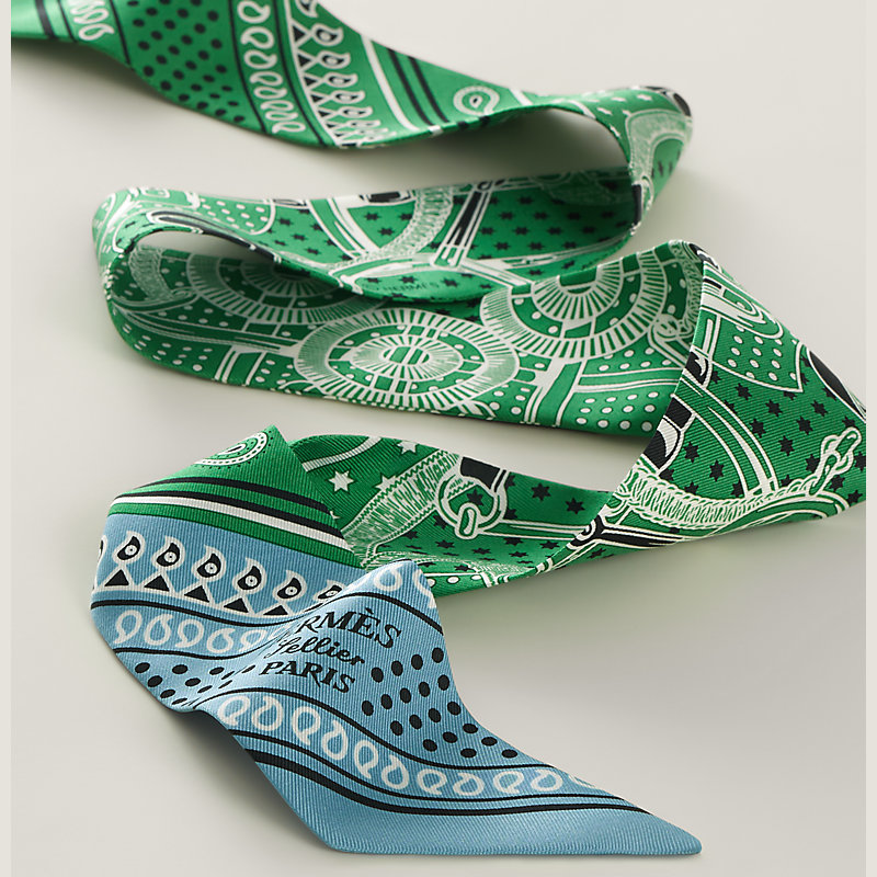 新品 エルメス ツイリー エプロン ドール バンダナ ネイビー グリーン HERMES エルメス エプロンドール バンダナ ツイリー ネイビー